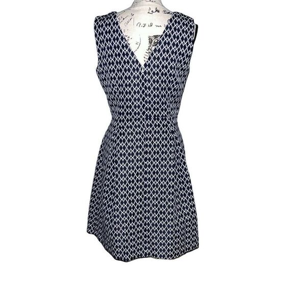 Donna Ricco New York navy & white fit & flare dress 10 - Picture 2 of 8